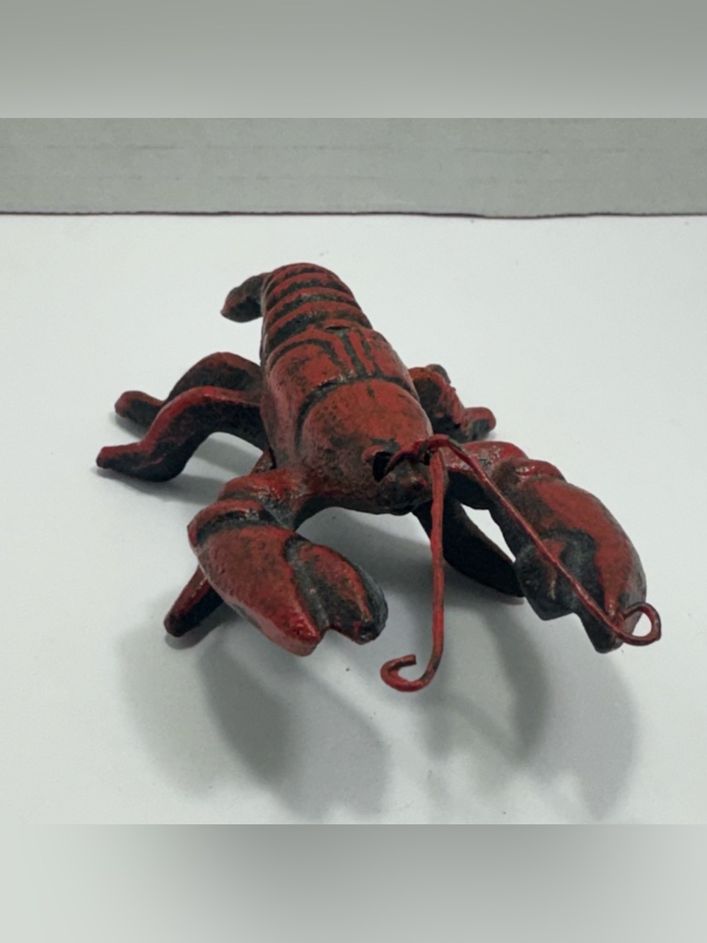 Vintage Cast Iron Crawfish/ Red Lobster Figurine, Paperweight, Coastal Accent